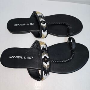 Oneill Black Aztec Print Women's Sandals Size 7.5